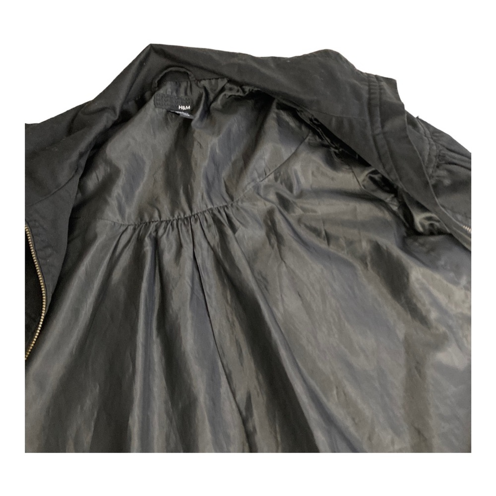 H&M Coat Jacket Women Sz 12 Pockets Lined Black pleated - Picture 10 of 14
